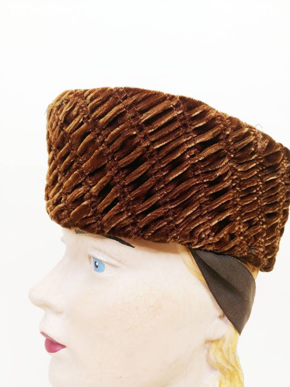 1930s Brown Velvet Toque | Vintage 30s Military I… - image 4