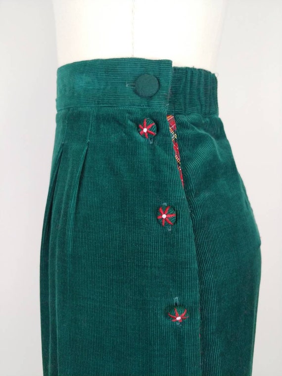 1990s Susan Bristol Pine Green Corduroy Skirt | V… - image 7