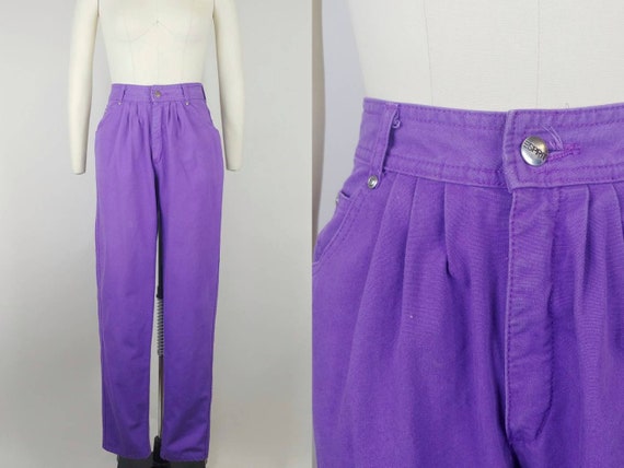 1980s Esprit Purple Pants Vintage 80s High Waist Pleated Tapered Trousers  Women's Clothing XS -  Canada