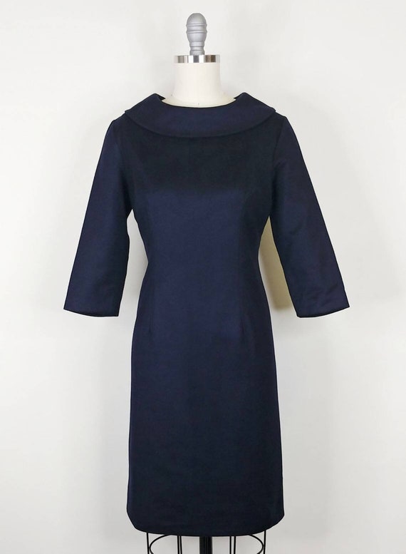 1960s Black Wool Wiggle Dress | Vintage 60s Rolle… - image 2