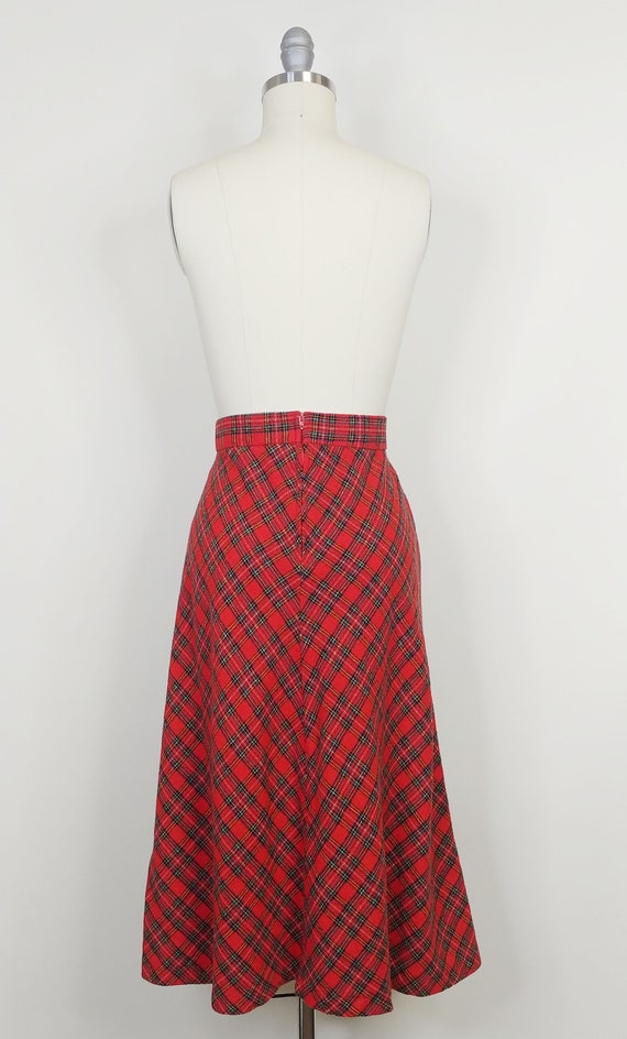1970s Red Tartan Plaid A Line Wool Skirt | Vintag… - image 5