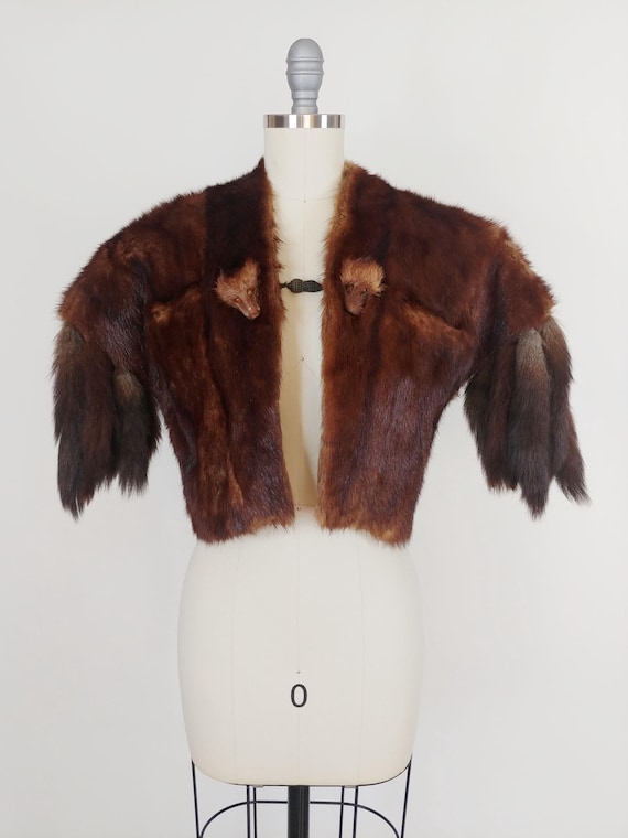 1930s Mink Jacket with Tails | Vintage 30s Brown Fur Stole