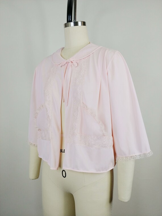 1950s Light Pink Nylon Bed Jacket Vintage 5… Gem
