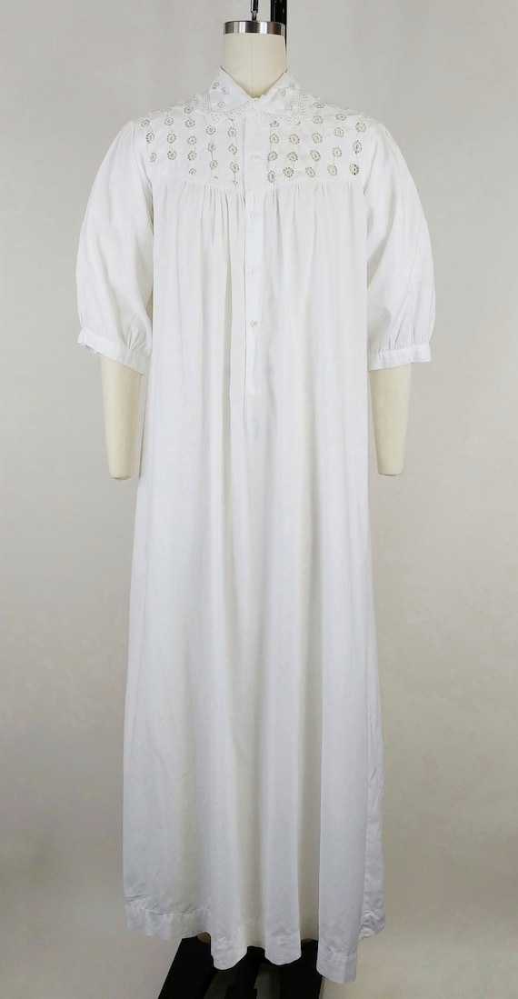 White cotton store eyelet nightgown