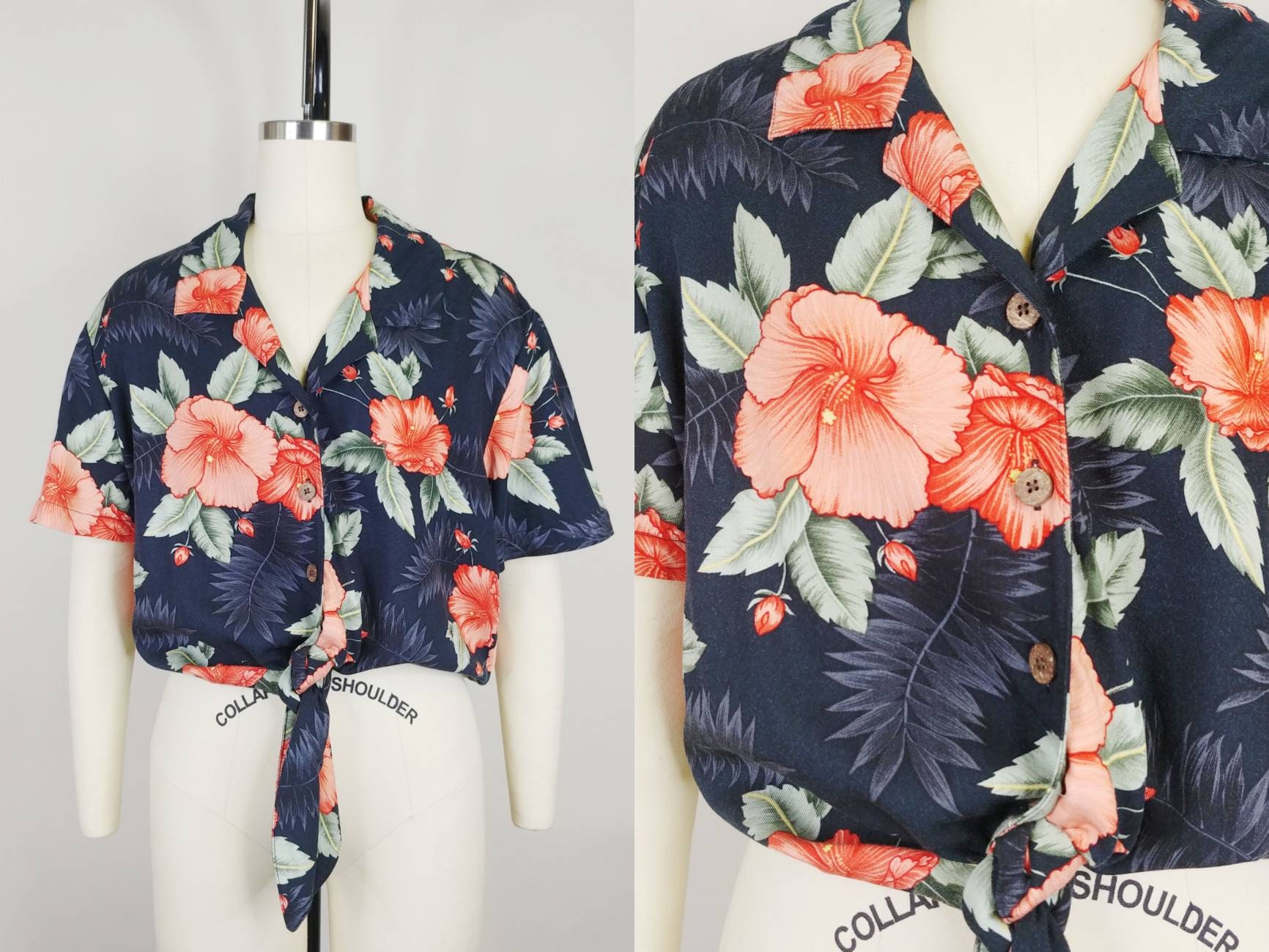80s Tie Front Shirt - Etsy