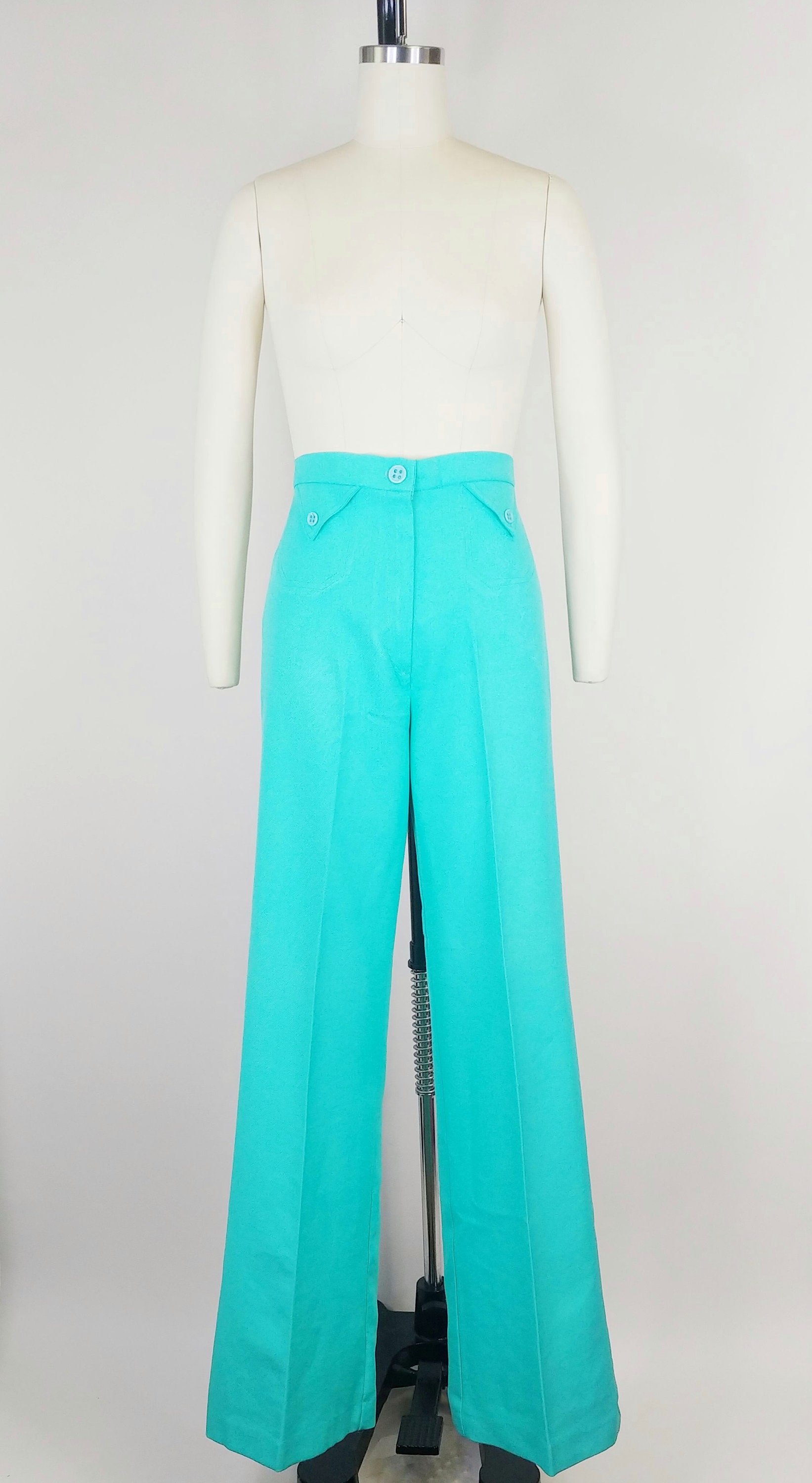 ヴィンテージ 1970 年代 アクア ポリエステル フレア パンツ - Etsy 日本