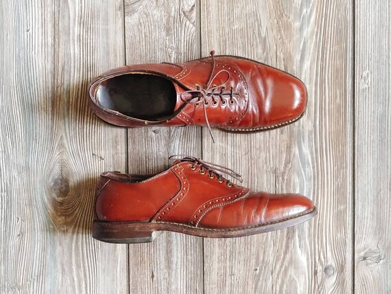 1960s Leather Wingtip Oxfords | Vintage 60s Brown