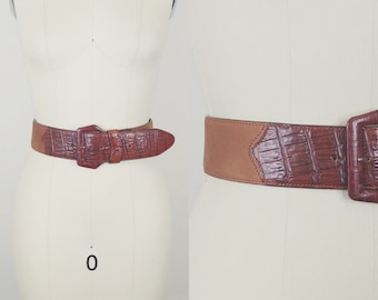 1980s Campaign Brown Suede Waist Belt | Vintage 80s Wide Leather Belt 26 Waist