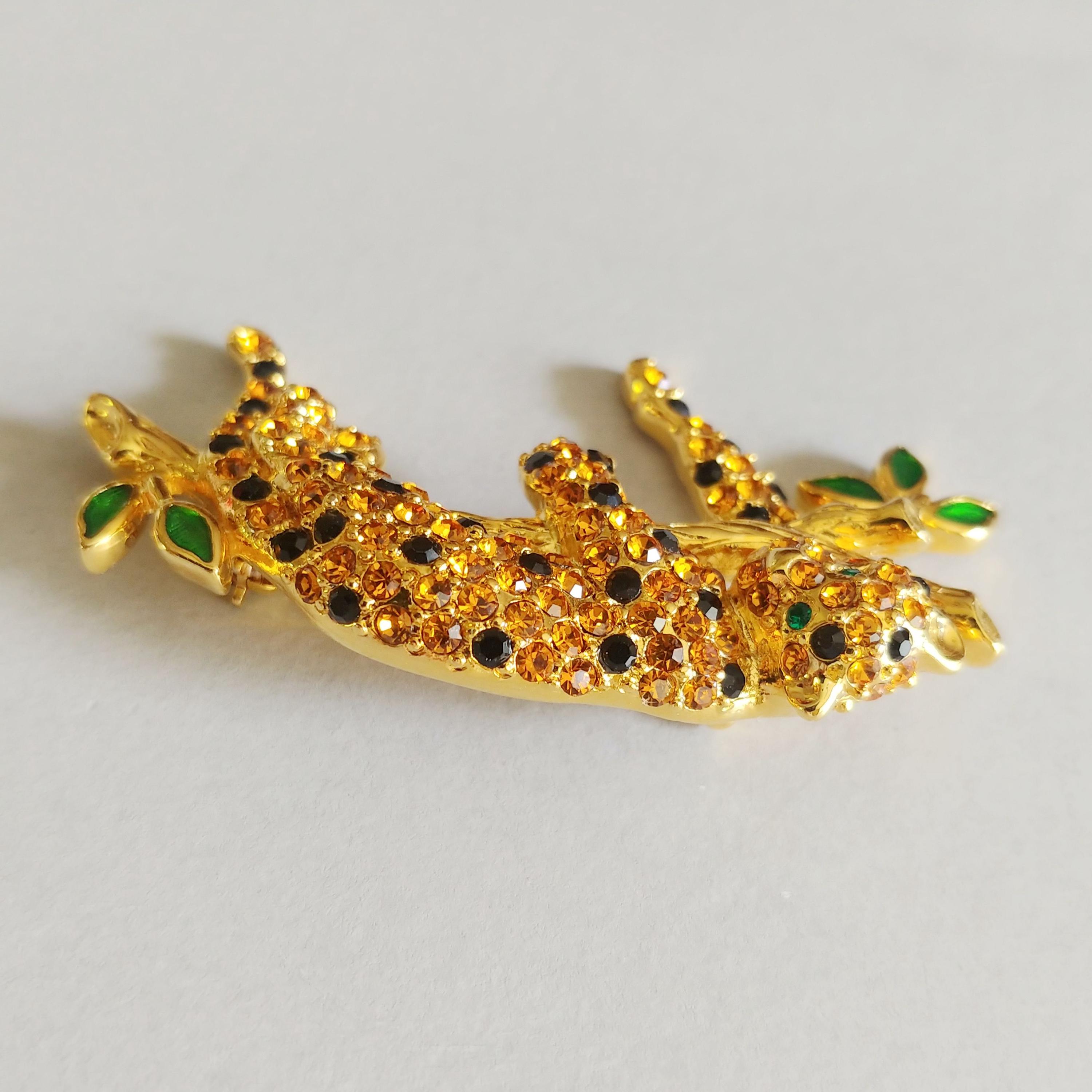 1997 Trifari Limited Edition Rhinestone Leopard Brooch | Vintage