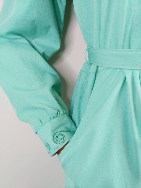 1980s Willi of California Mint Green Cotton Dress… - image 5