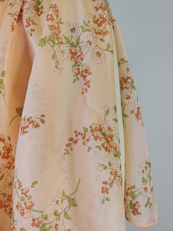 1970s Peach Daisy Print Polyester Maxi Dress | Vi… - image 10