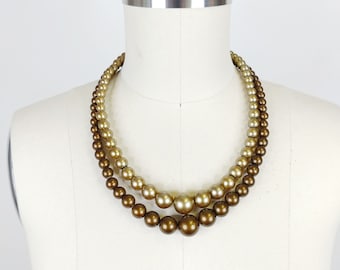 Collier Femme Vintage - Ton Or, Perles Et Fermoir Mousqueton - Longueur 18 Pouces (~46cm) - Occasion
