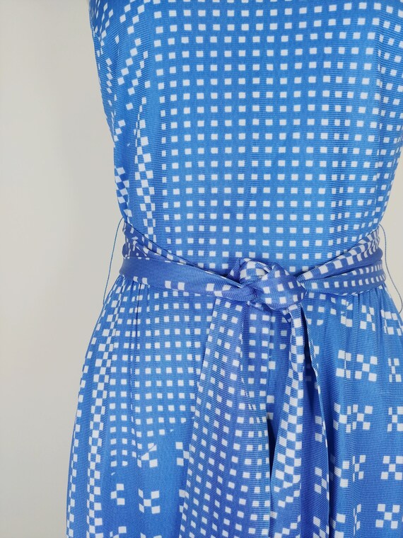 1970s Halter Maxi Dress | Vintage 70s Blue Checke… - image 4