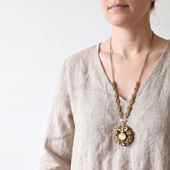 1950s West Germany Moonglow Glass Pendant Necklace