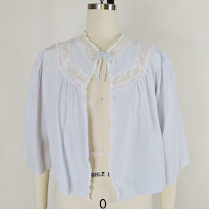 1940s Lavender Blue Bed Jacket | Vintage 40s Acetate Peignoir Top