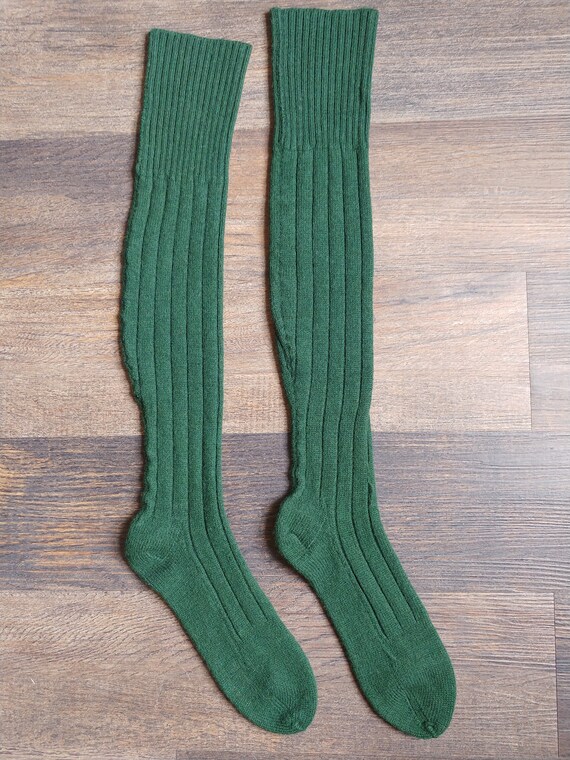 1940s Forest Green Wool Knit Knee Socks - image 5