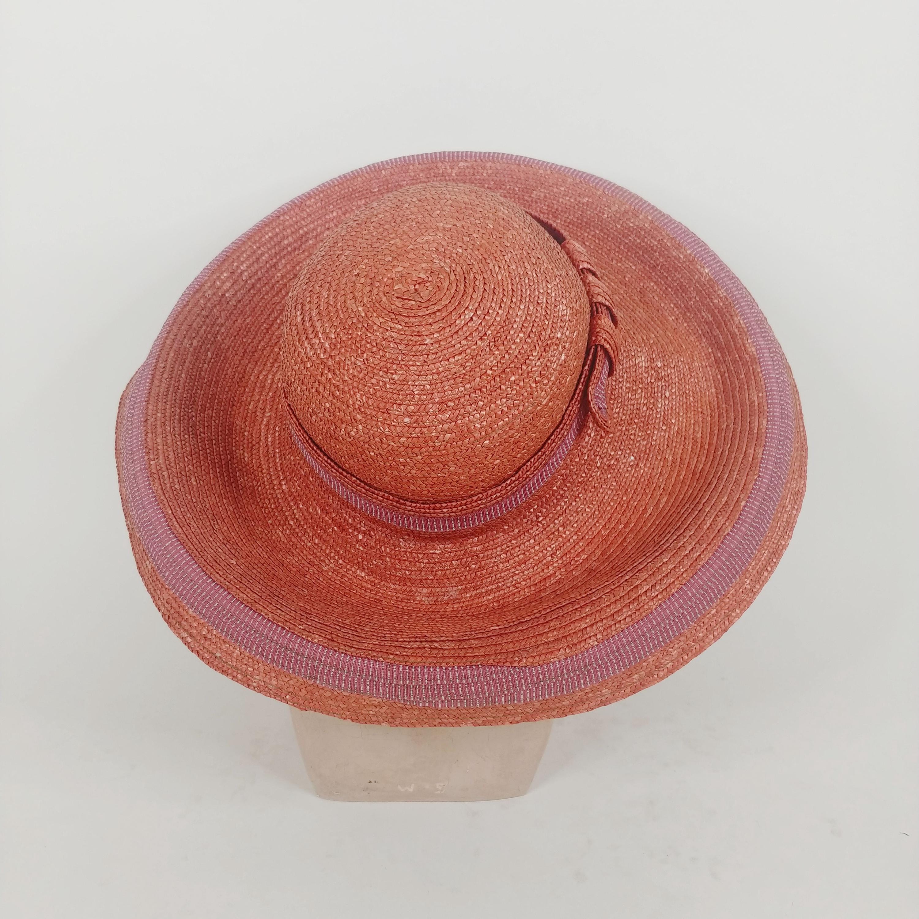 Vintage 1980s Wide Brim Red Straw Sun Hat | Vintage 80s  display picture 2