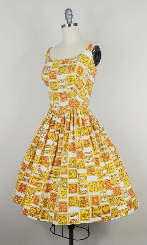 1960s Heart Novelty Print Sun Dress | Vintage 60s… - image 7