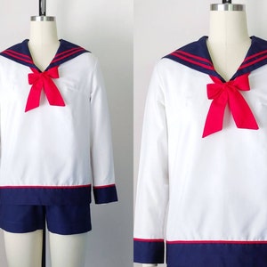 1960s Bobbie Brooks Navy Red and White Sailor Shorts Set | Vintage 60s Nautical Top and Shorts | Women&#39;s Clothing XXS