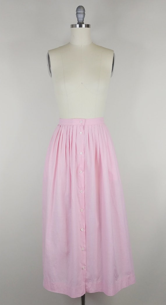 1980s Ralph Lauren Pink Cotton Skirt | Vintage 80… - image 2