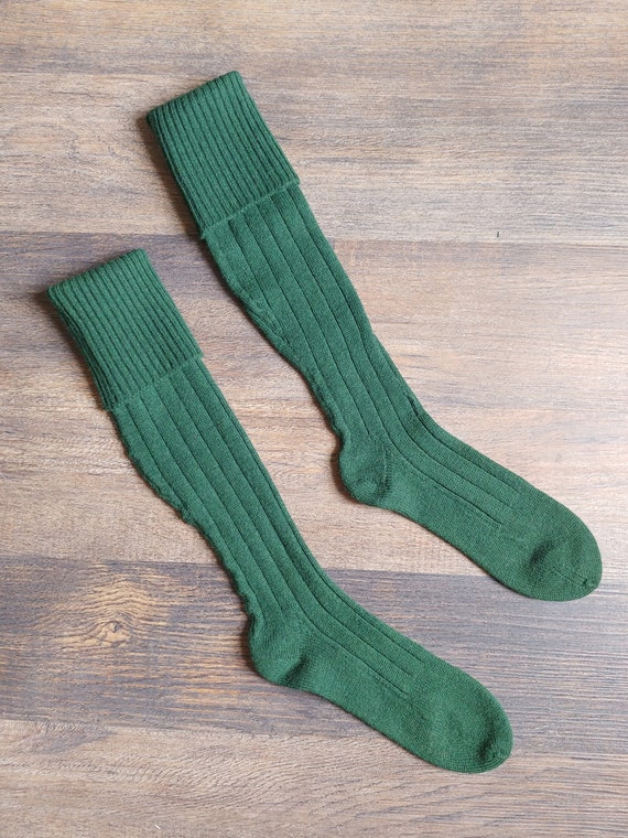 1940s Forest Green Wool Knit Knee Socks - image 3