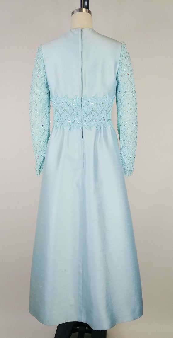 1960s Montaldo's Ice Blue Shantung Evening Dress … - image 7