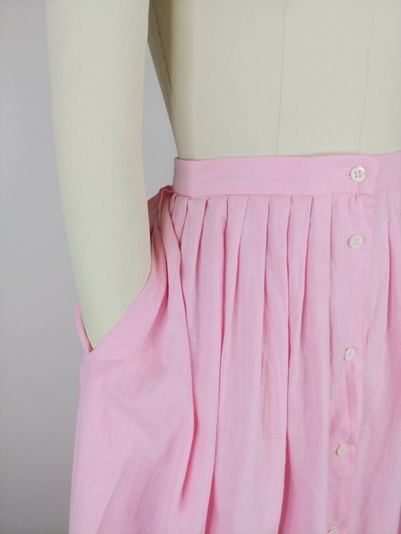 1980s Ralph Lauren Pink Cotton Skirt | Vintage 80… - image 4