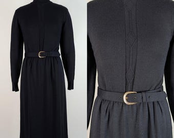 1980s Ciao Black Sweater Dress | Vintage 80s Knit Dress