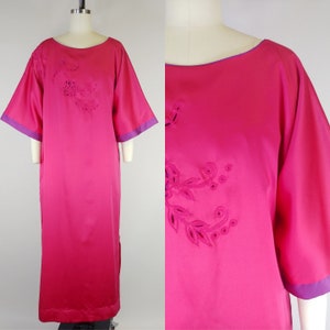 1980s Christian Dior Loungewear Hot Pink Tunic Nightgown | Vintage 80s Nightdress
