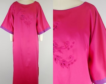 1980er Jahre Christian Dior Loungewear Hot Pink Tunika Nachthemd | Vintage 80er Jahre Nachthemd