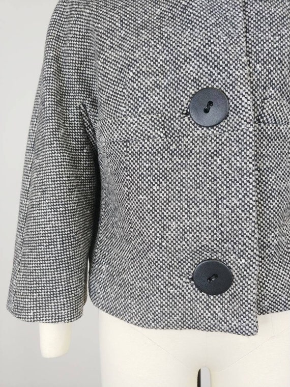 1960s Black and White Wool Tweed Fur Collar Suit … - image 4