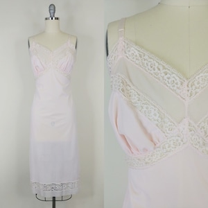 1960s Light Pink Nylon Dress Slip | Vintage 60s Nylon Full Slip