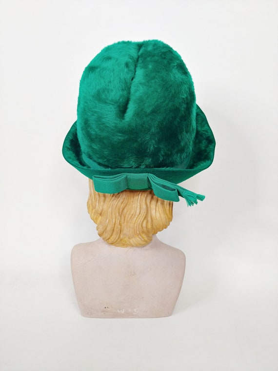 1960s Emerald Green Furry Fedora | Vintage 60s Br… - image 6