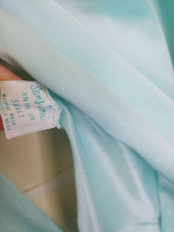 1960s San Souci Light Turquoise Blue Satin Nylon … - image 8