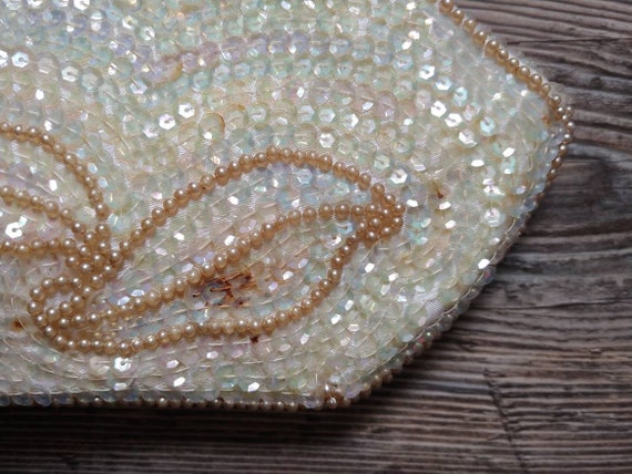 1960s Faux Pearl Sequin Beaded Purse | Vintage 60… - image 10