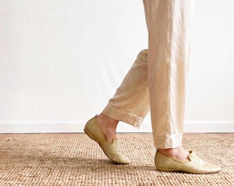 1960s Gold Lurex Lounge Slippers | Vintage Daniel Greene Deadstock Shoes, Size 6