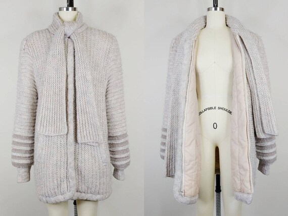 1980s Mulberry Street Beige Knit Sweater Coat | V… - image 8