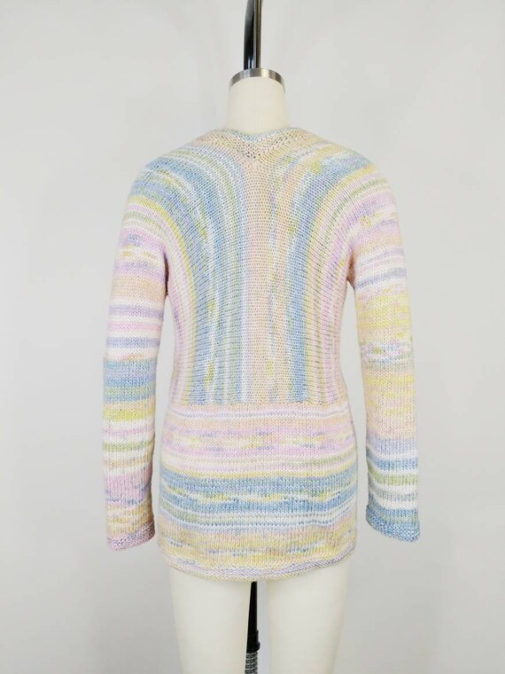 1970s Pastel Rainbow Hand Knit Cardigan | Vintage… - image 6