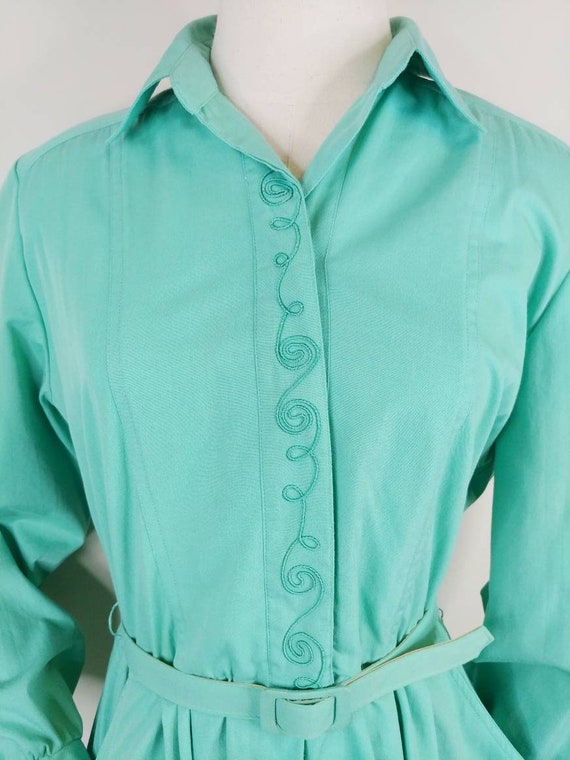 1980s Willi of California Mint Green Cotton Dress… - image 6