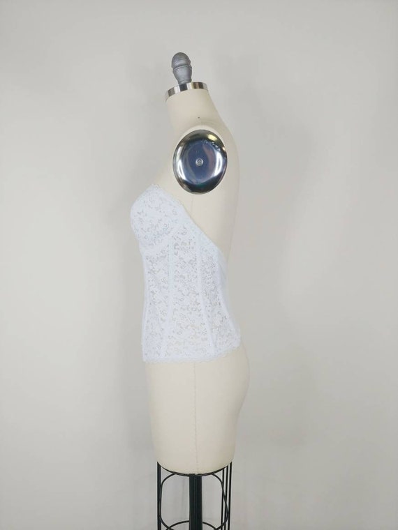 1990s Frederick's of Hollywood White Lace Bustier… - image 6