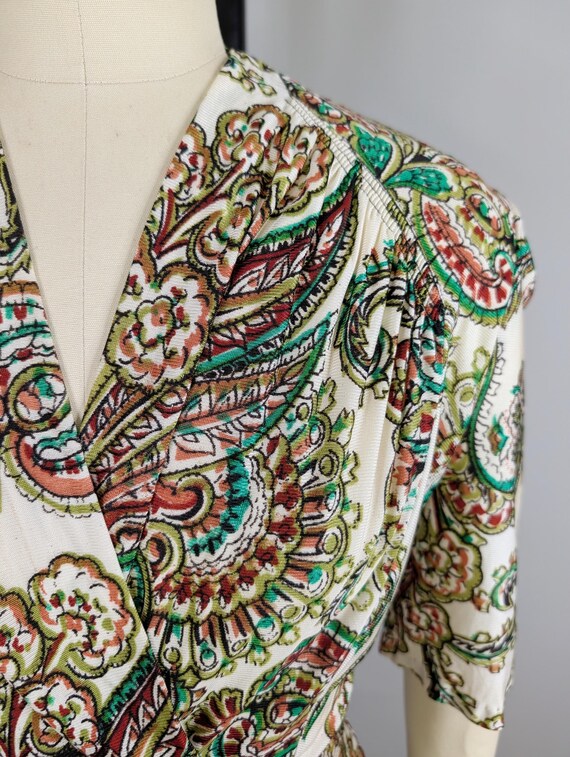 1940s New York Creation Paisley Jersey Dress | Vintage 40s Dress View 3