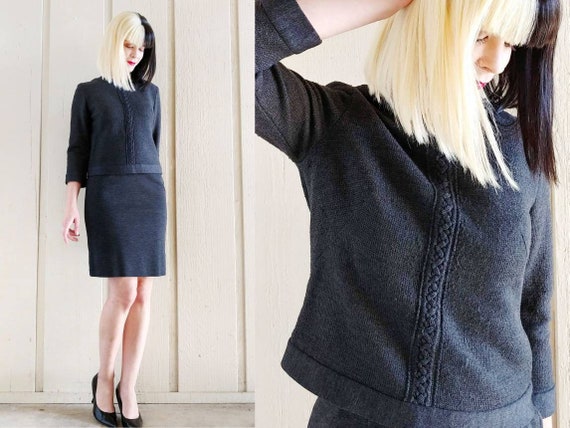 1960s Grey Knit Secretary Suit | Vintage 60s Penci