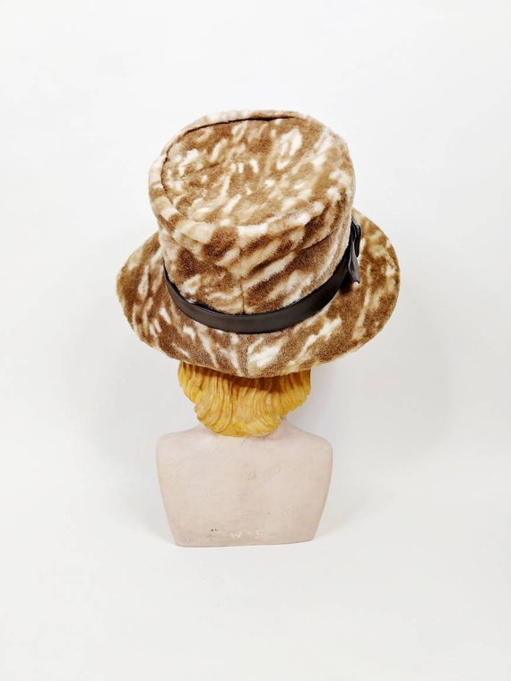 1960s Furry Animal Print Bucket Hat | Vintage 60s… - image 7