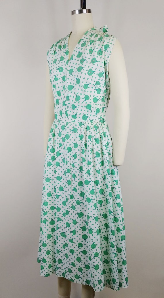 1950s Hope Reed Green and White Floral Dress | Vi… - image 4