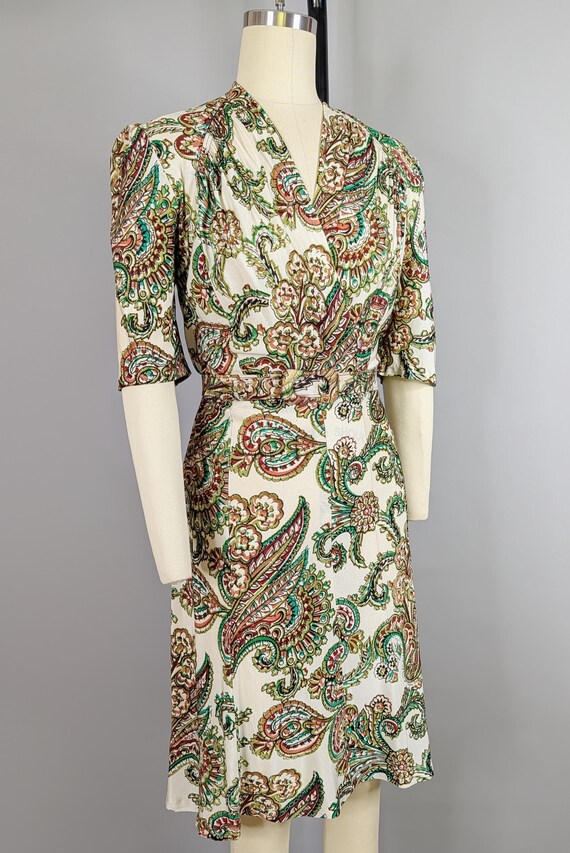 1940s New York Creation Paisley Jersey Dress | Vintage 40s Dress View 5
