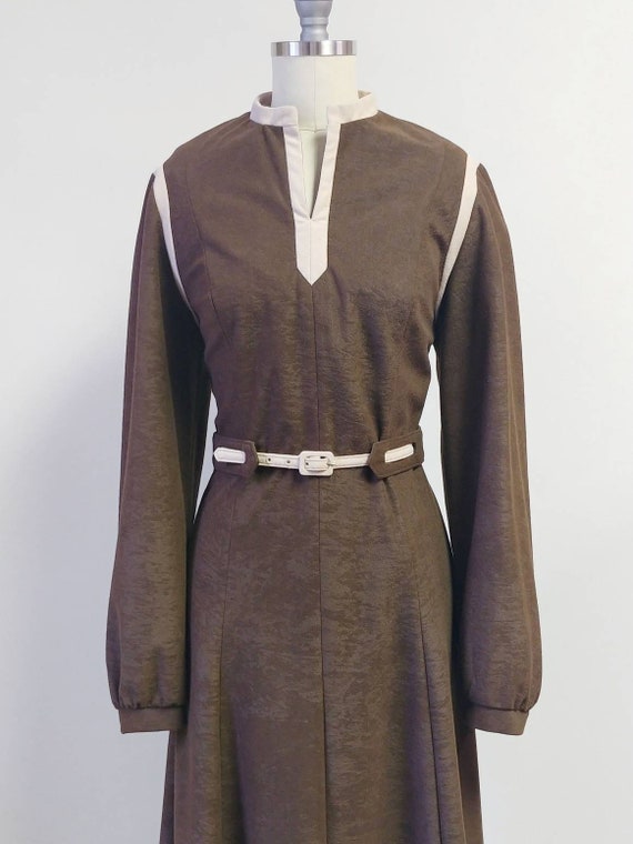 1970s Chocolate Brown Micro Suede Dress | Vintage… - image 3