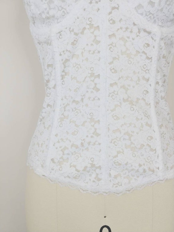 1990s Frederick's of Hollywood White Lace Bustier… - image 4