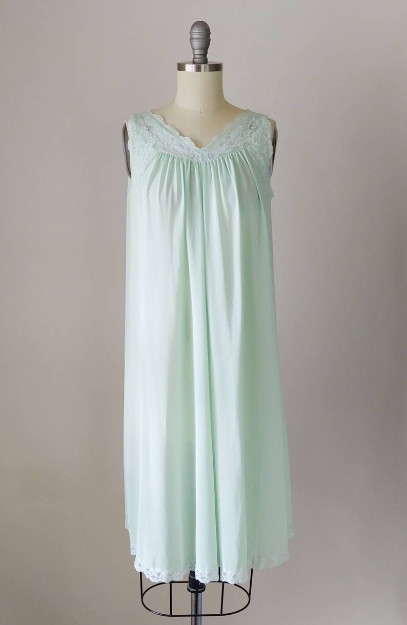 1960s Mint Green Babydoll Nightgown Vintage 60s Nylon Etsy