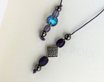 Celtic Charm Bookmark, Purple Cord, Glass Beads, Book Jewelry, Reader Gift, Book Lover Gift, Friend Gift, Mother Gift, Gifts under 10