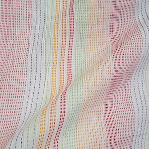 Multicolor Stripes on White Yarn Dyed Cotton Gauze Fabric by Yard